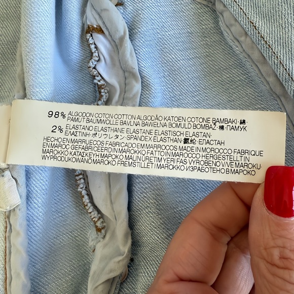 Zara Woman Premium Denim Moto Jacket Cropped Light Wash Biker Distressed M Y2K - Picture 6 of 10